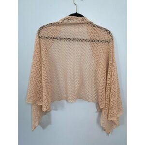 Vintage Abraham & Straus Light Pink Acrylic Open Knit Scarf / Wrap, 60s/70s